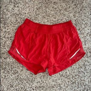 Lululemon Red Hotty Hot 4inch Shorts